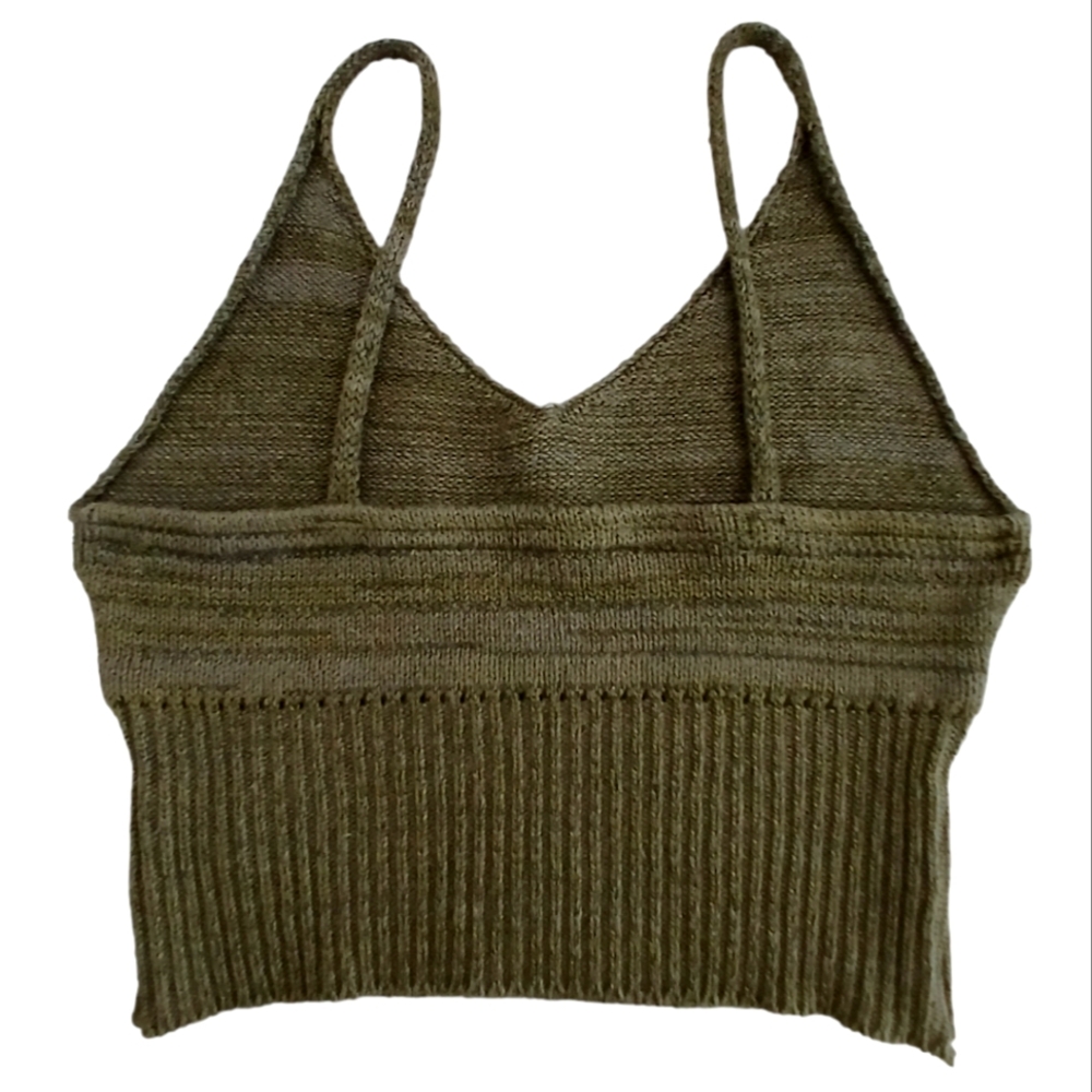Sweater Knit Crop Tank Top Olive Green Size Small NWOT Boho Knitted Crochet Sexy - Picture 6 of 9